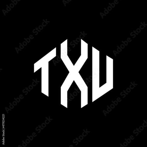 TXU letter logo design with polygon shape. TXU polygon and cube shape logo design. TXU hexagon vector logo template white and black colors. TXU monogram, business and real estate logo. photo