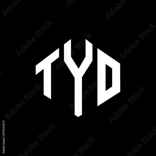 TYO letter logo design with polygon shape. TYO polygon and cube shape logo design. TYO hexagon vector logo template white and black colors. TYO monogram, business and real estate logo. photo