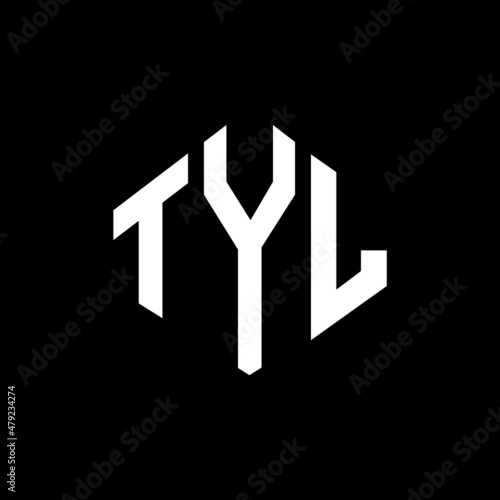 TYL letter logo design with polygon shape. TYL polygon and cube shape logo design. TYL hexagon vector logo template white and black colors. TYL monogram, business and real estate logo.