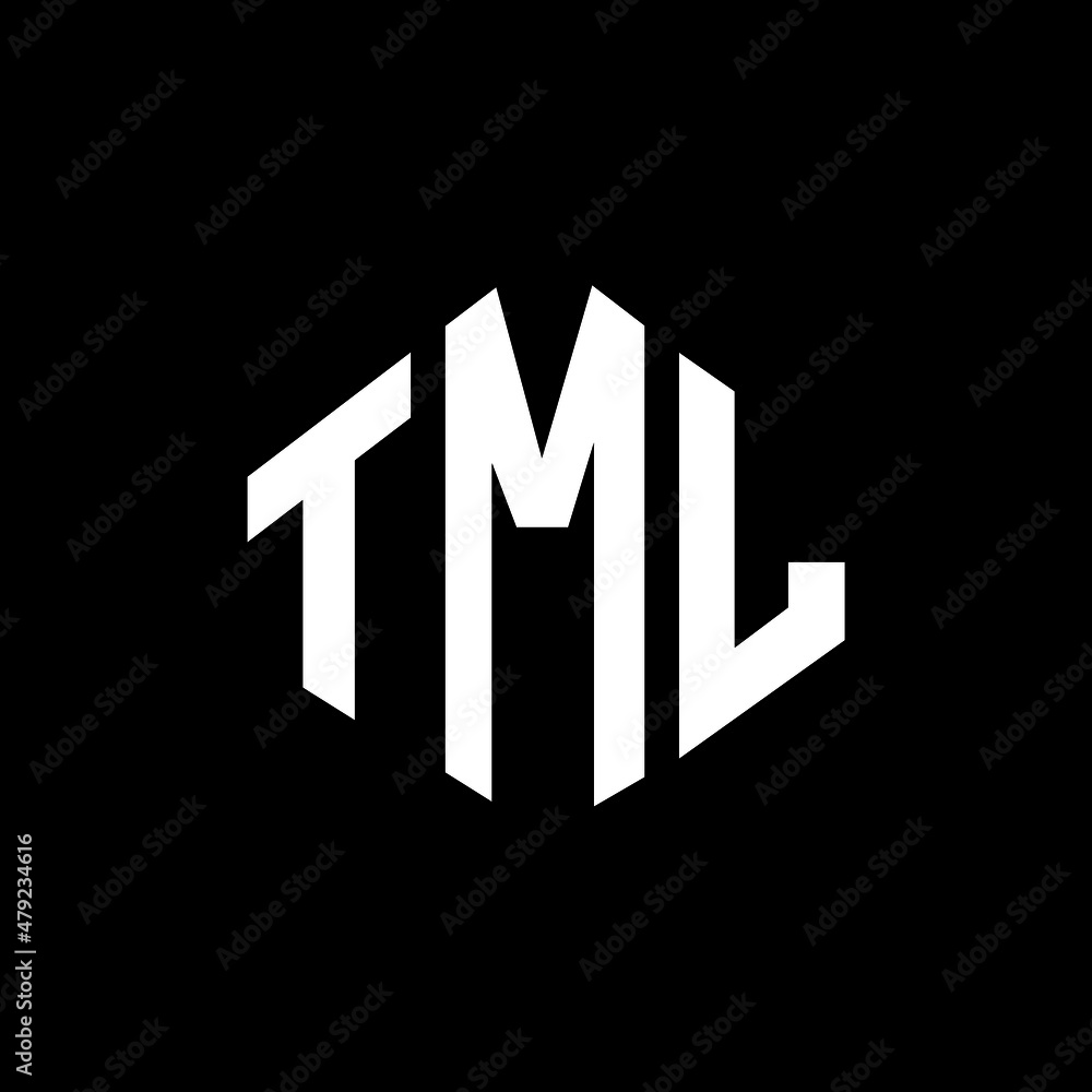 TML letter logo design with polygon shape. TML polygon and cube shape logo design. TML hexagon vector logo template white and black colors. TML monogram, business and real estate logo.