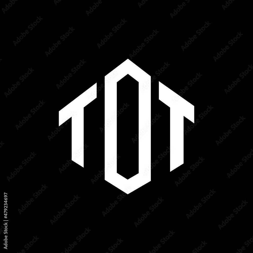 TOT letter logo design with polygon shape. TOT polygon and cube shape logo design. TOT hexagon vector logo template white and black colors. TOT monogram, business and real estate logo.