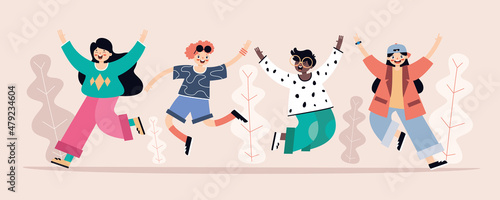 Youth Concept With Flat Characters