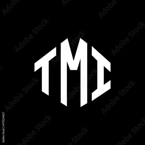 TMI letter logo design with polygon shape. TMI polygon and cube shape logo design. TMI hexagon vector logo template white and black colors. TMI monogram, business and real estate logo. photo