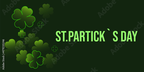 St. Patrick's Day typographic composition with a happy green clover and text on a green background. Vector illustrator design template.   