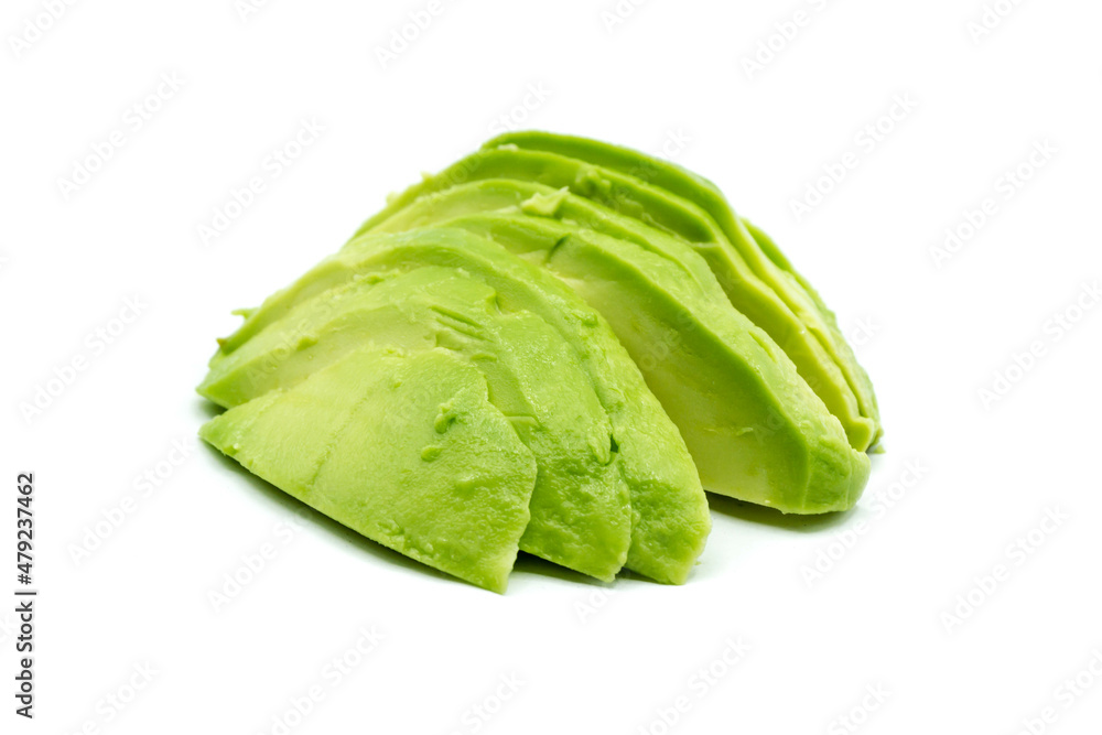 Peeled slice avocado isolated on white background Peeled slice avocado isolated on white background