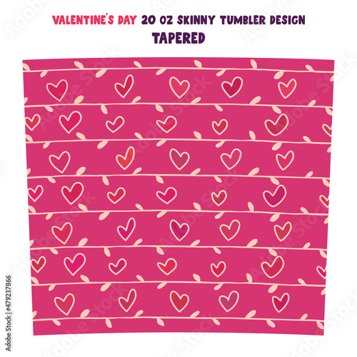 Vector design with heart symbols on unusual background form Valentines Day. Perfect for crafters - 20oz tumblers wrap mug