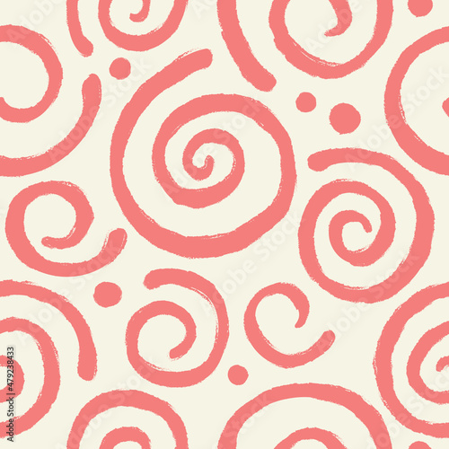 Seamless pattern with confetti and spirals.