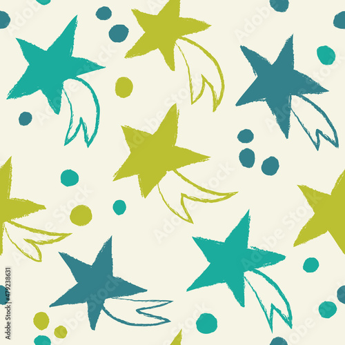 Simple seamless pattern with stars on a white background.
