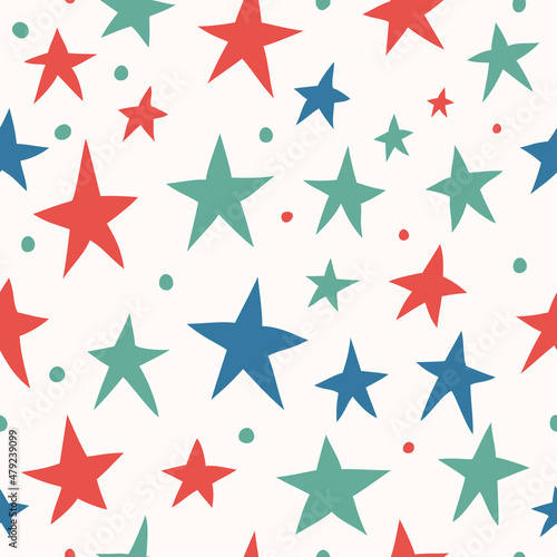 Simple seamless pattern with stars on a white background.