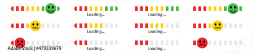 Progress bar with emoticons satisfaction. Customer feedback progress bar with emotions satisfaction symbol.