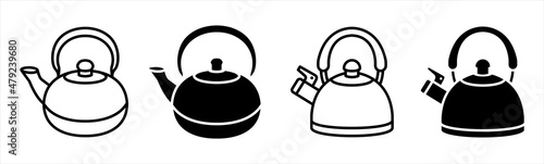 Kettle icon. Kettle vector symbol in outline flat style isolated on white background. photo