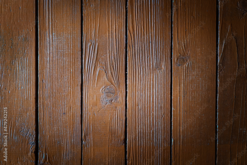 Fototapeta premium Brown Wooden textured background from vertical planks