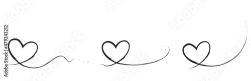 hand drawn line decor heart set. love and romantic decorations. sketchy elements for valentines design