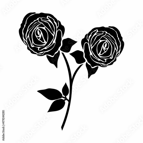 Wallpaper Mural Floral background. Silhouette of a rose on a white background. Torontodigital.ca
