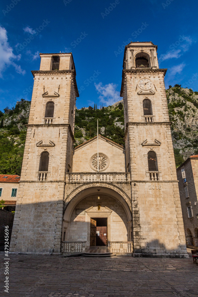 Cathedral of Saint Tryphon in the Old Town of Kotor, Montenegro.