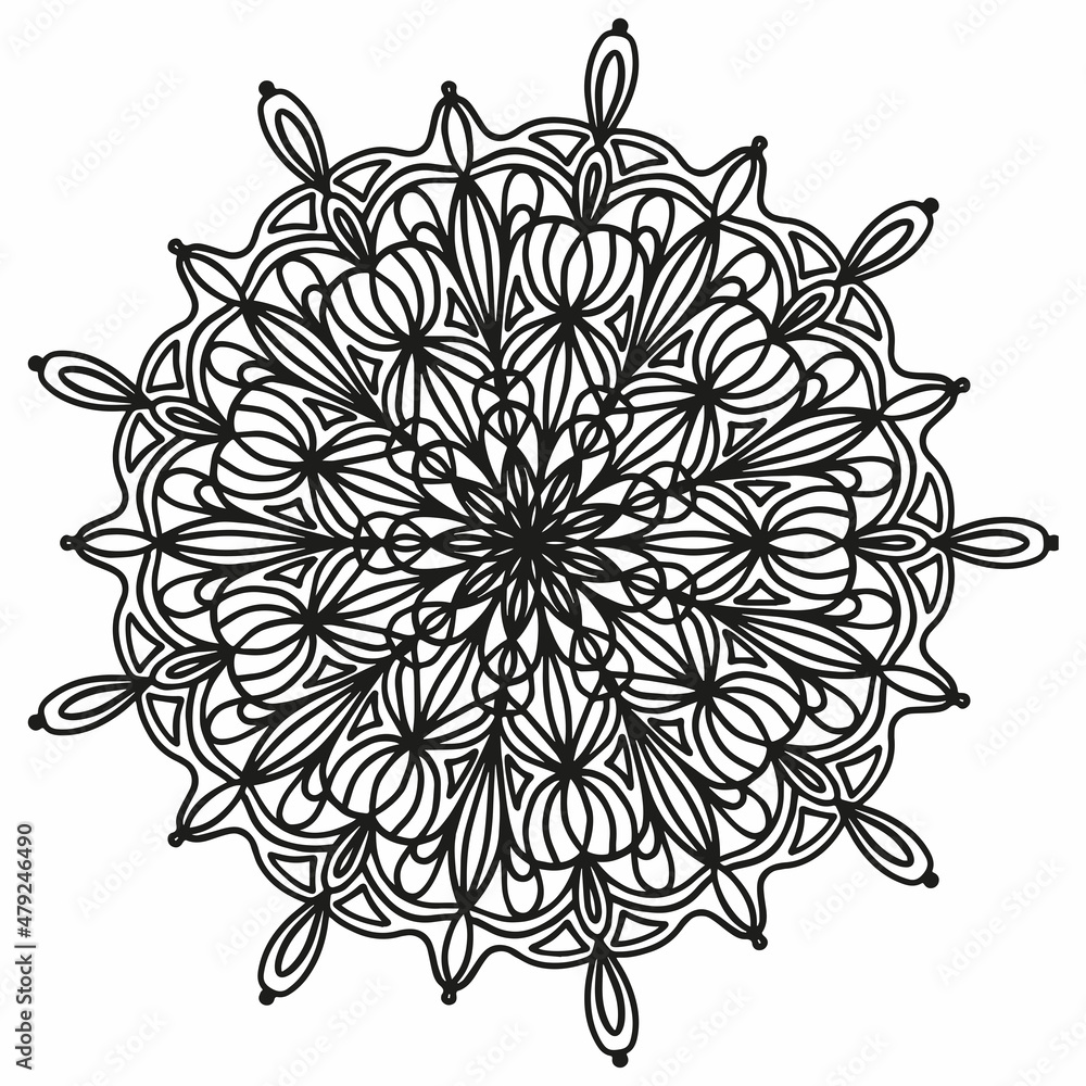 Decorative ornament in ethnic oriental style. Outline doodle hand draw vector illustration. Coloring book page.