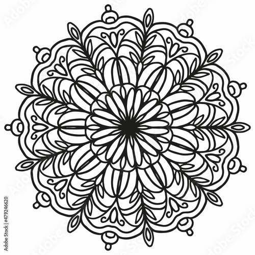 Decorative ornament in ethnic oriental style. Outline doodle hand draw vector illustration. Coloring book page.