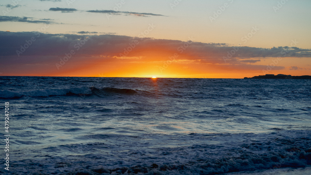 Sunrise over an open sea, in Punta Cana