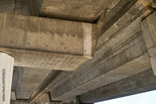 concrete structure for road bridge seen from below