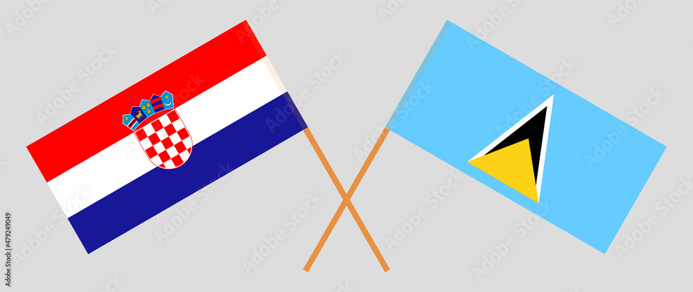 Crossed flags of Croatia and Saint Lucia. Official colors. Correct proportion Crossed flags of Croatia and Saint Lucia. Official colors. Correct proportion
