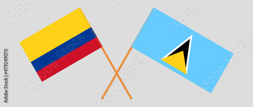 Crossed flags of Colombia and Saint Lucia. Official colors. Correct proportion Free Download Crossed flags of Colombia and Saint Lucia. Official colors. Correct proportion - GFXLoad