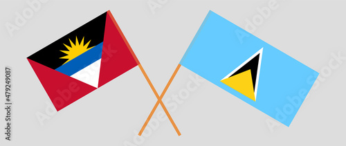 Free Download Crossed flags of Antigua and Barbuda and Saint Lucia. Official colors. Correct proportion - GFXLoad