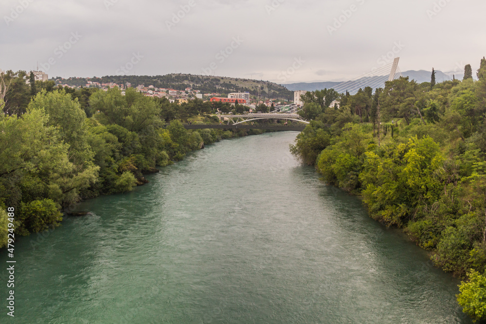 Moraca river in Podgorica, capital of Montenegro