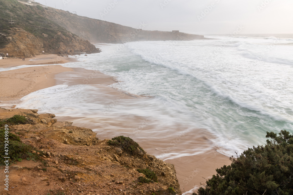 Landscape over Ribeira das Ilhas beach in Ericeira, Portugal. Landscape over Ribeira das Ilhas beach in Ericeira, Portugal.