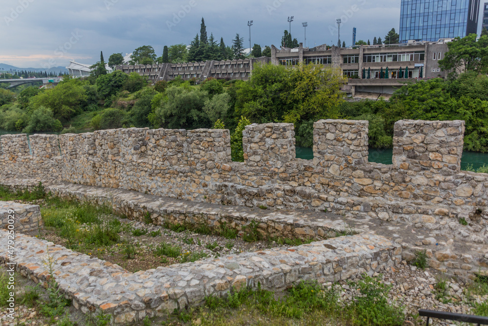 Ribnica Ottoman fortress walls in the Stara Varos neighborhood of Podgorica, capital of Montenegro