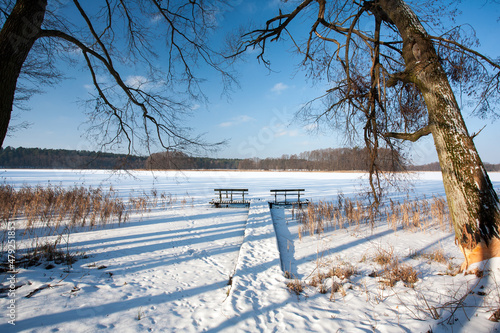 Frozen lake, Masuria Region, Poland