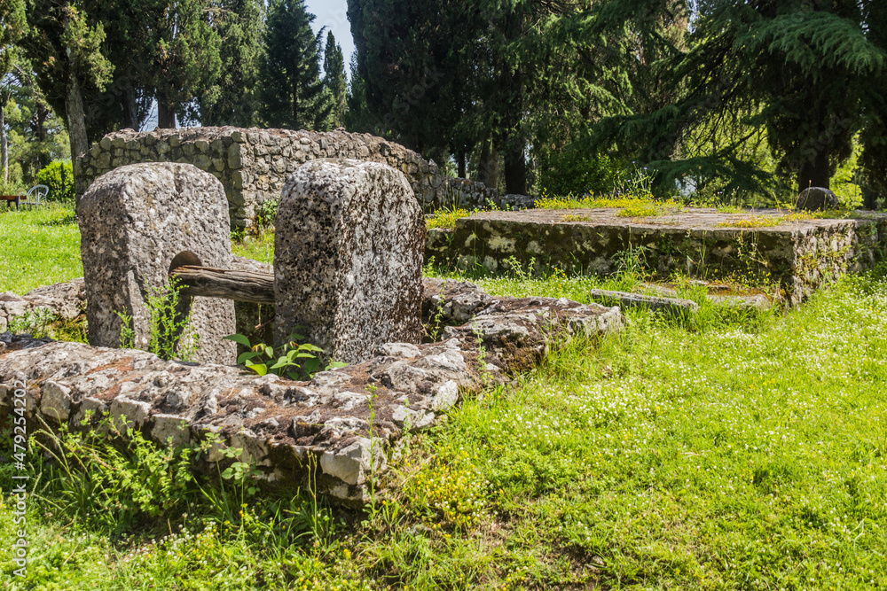 Ruins of an ancient wine press in Mogorjelo, Bosnia and Herzegovina