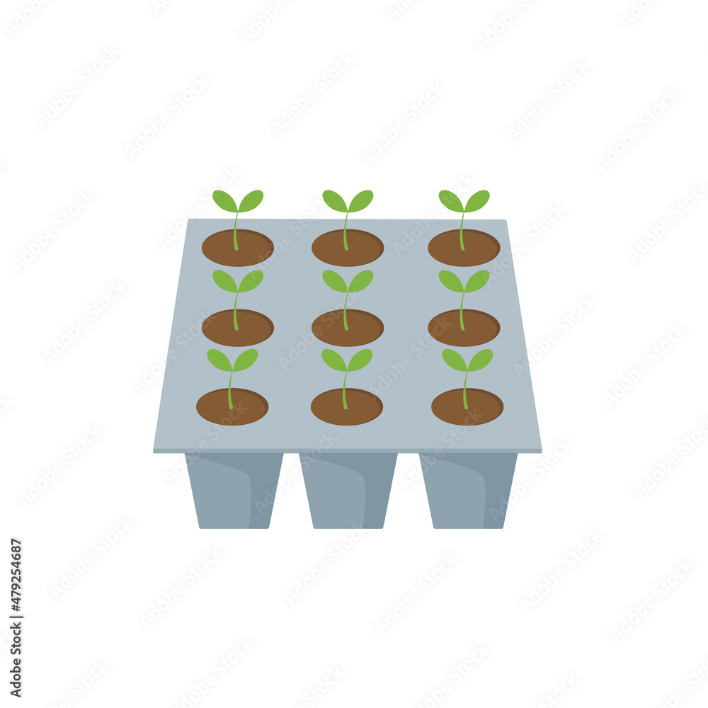 Transplant seedlings or vector young plant growing in plastic pot. Transplant seedlings or vector young plant growing in plastic pot.