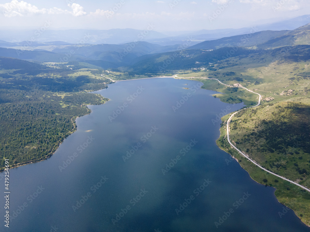 Aerial view of  Belmeken Dam, Rila mountain, Bulgaria