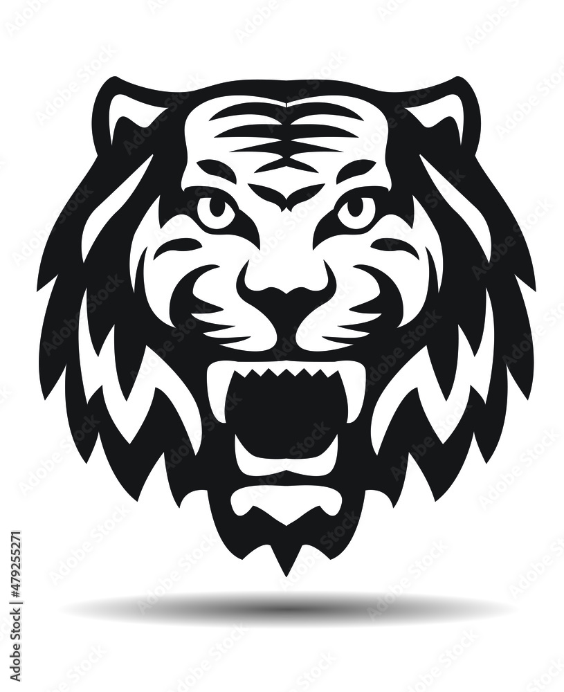 Wild Tiger Head Icon. Vector Illustration and logo.