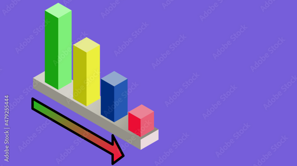 A colourful 3D bar graph showing a downtrend. A colourful 3D bar graph showing a downtrend.