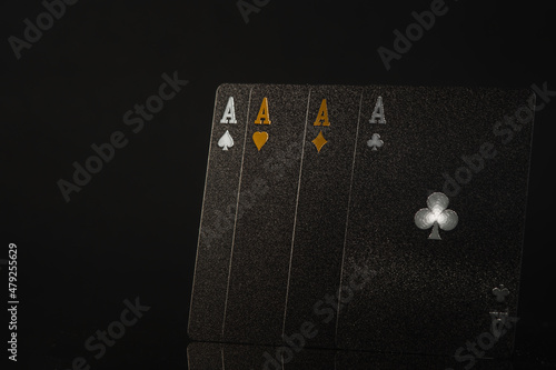 Canvas Print The original composition is four aces on a black background