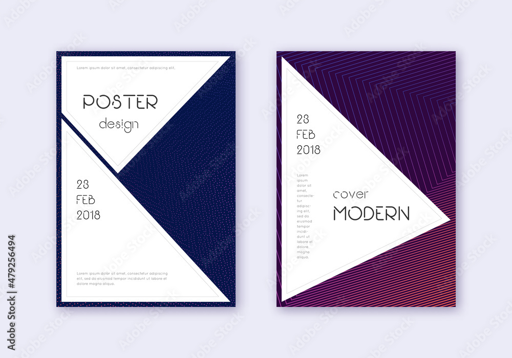 Fototapeta premium Stylish cover design template set. Violet abstract