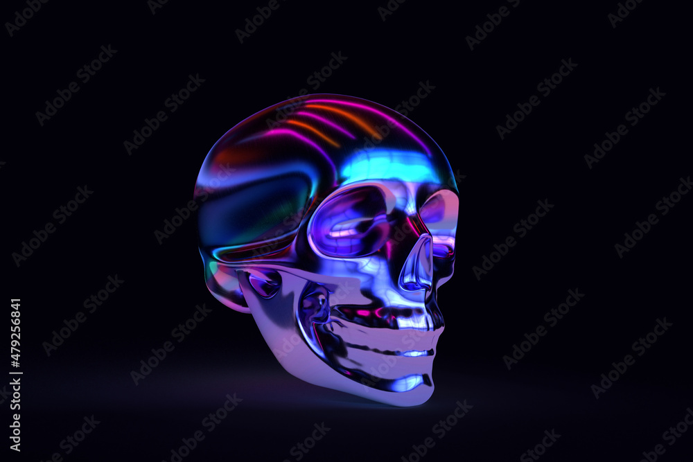 iridescent skull bright 3d render abstract iridescent skull bright 3d render abstract