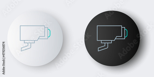 Line Security camera icon isolated on grey background. Colorful outline concept. Vector