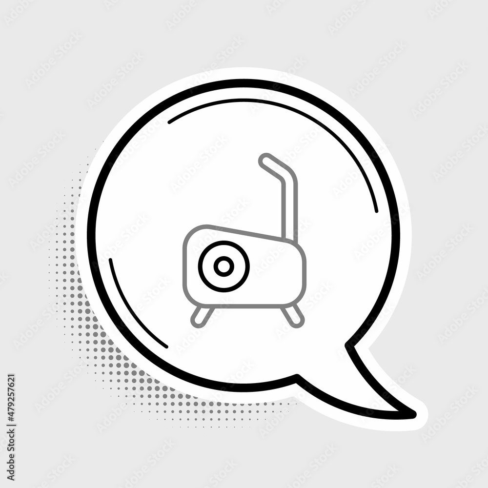 Line Stationary bicycle icon isolated on grey background. Exercise bike. Colorful outline concept. Vector