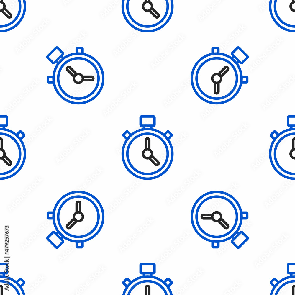 Line Stopwatch icon isolated seamless pattern on white background. Time timer sign. Chronometer sign. Colorful outline concept. Vector Line Stopwatch icon isolated seamless pattern on white background. Time timer sign. Chronometer sign. Colorful outline concept. Vector
