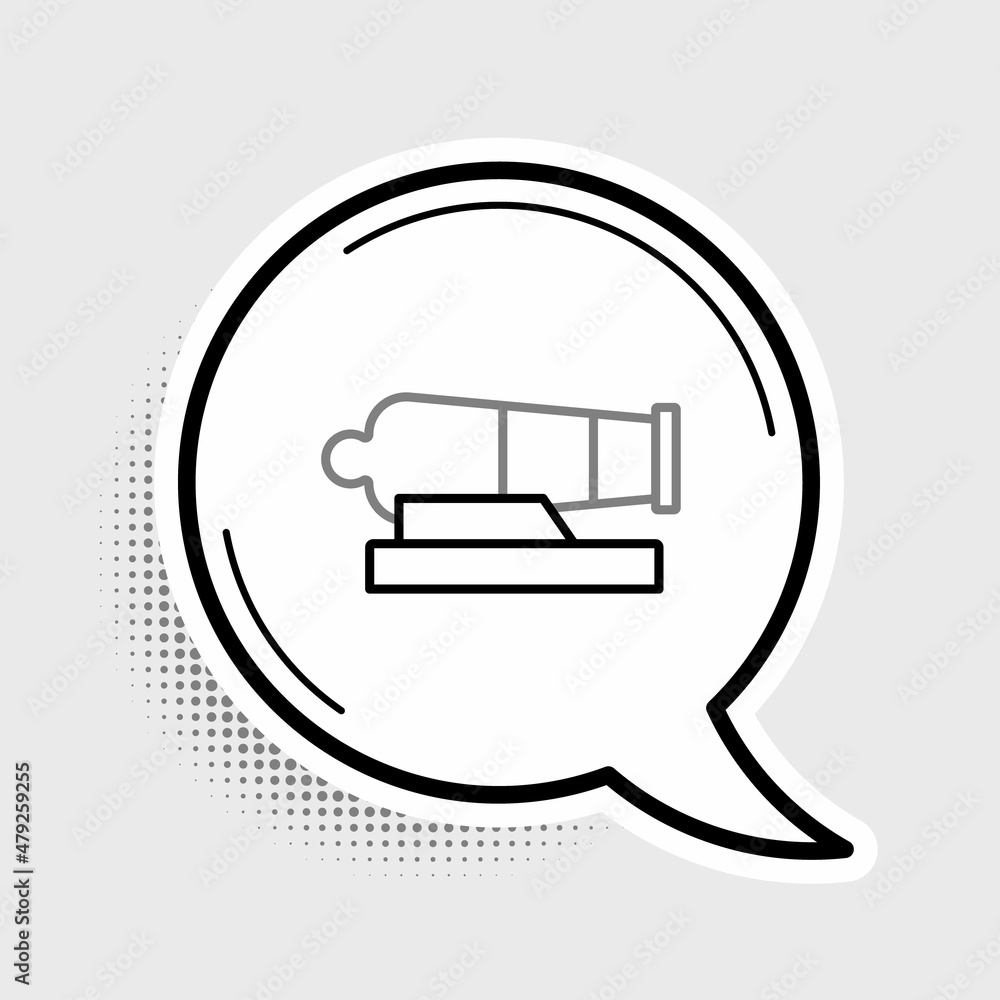 Line Cannon icon isolated on grey background. Colorful outline concept. Vector Line Cannon icon isolated on grey background. Colorful outline concept. Vector