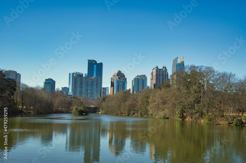 Panoramic view of downtown Atlanta skyline from Piedmont Park