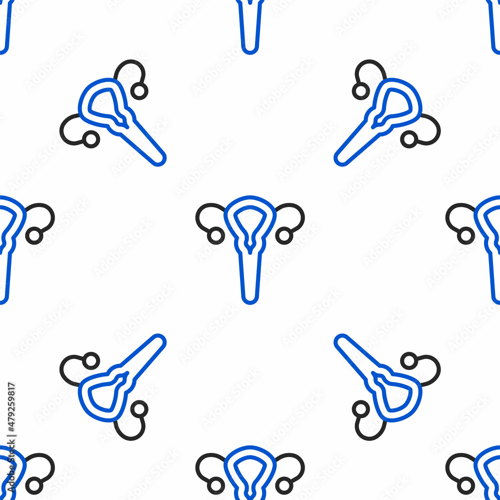 Line Female reproductive system icon isolated seamless pattern on white background. Anatomy. Gynecology. Woman health. Colorful outline concept. Vector Line Female reproductive system icon isolated seamless pattern on white background. Anatomy. Gynecology. Woman health. Colorful outline concept. Vector