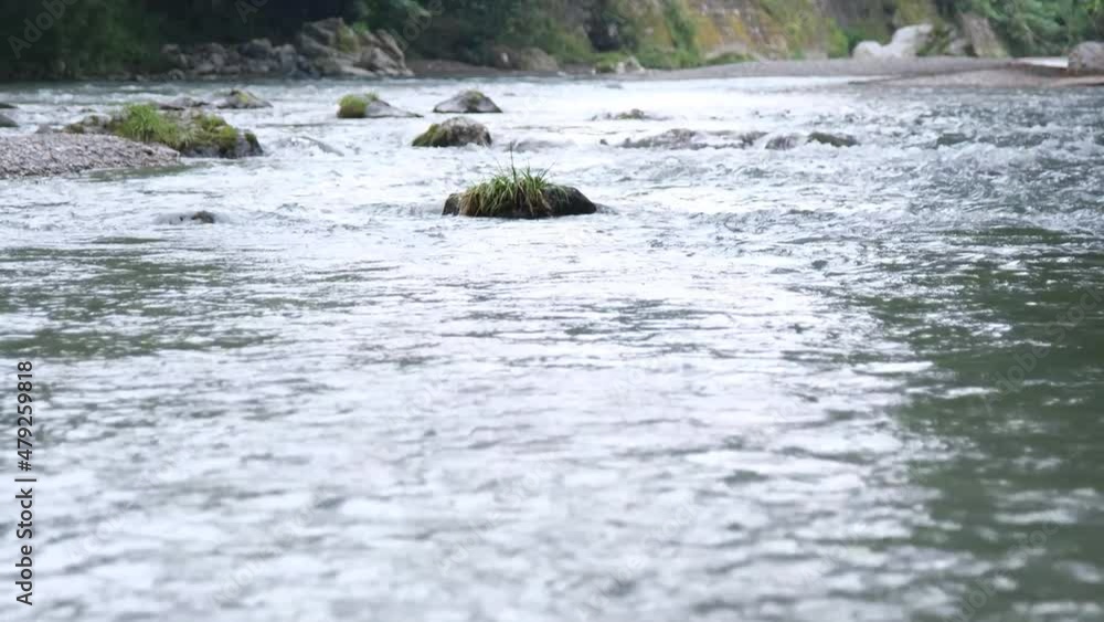 Capture the natural river from the middle Capture the natural river from the middle