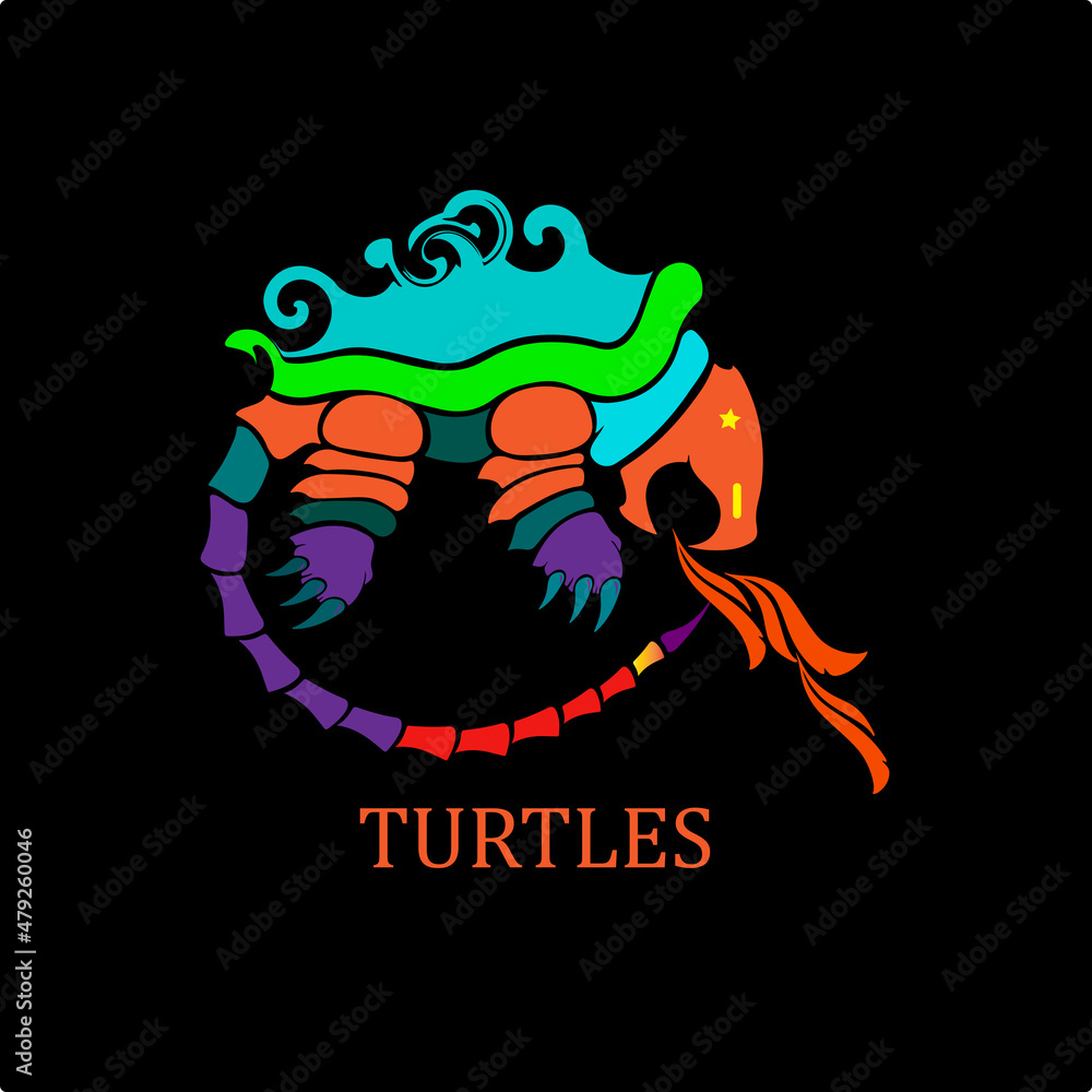 Sea turtle logo. Isolated turtle on white background. Reptile