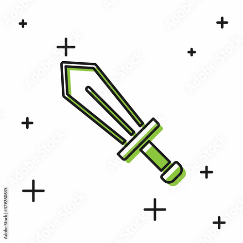 Black Sword for game icon isolated on white background. Vector