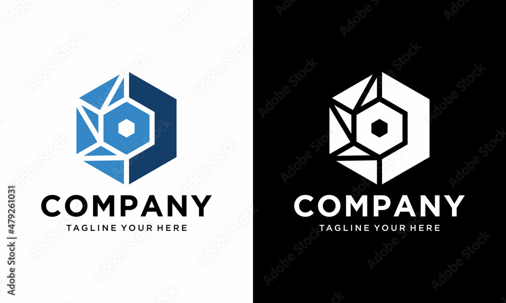 Abstract hexagon technology logo design vector template. on a black and white background. Abstract hexagon technology logo design vector template. on a black and white background.