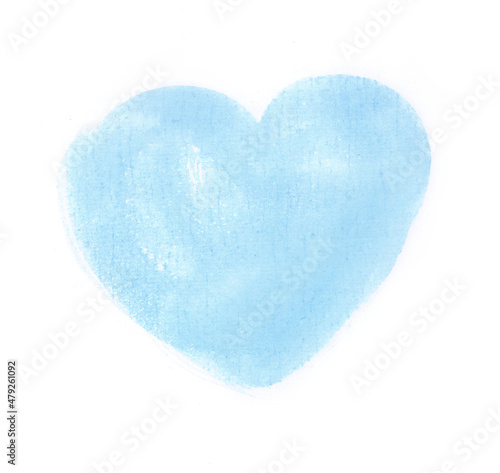 Blue watercolor heart on a white background. Delicate, pastel color.