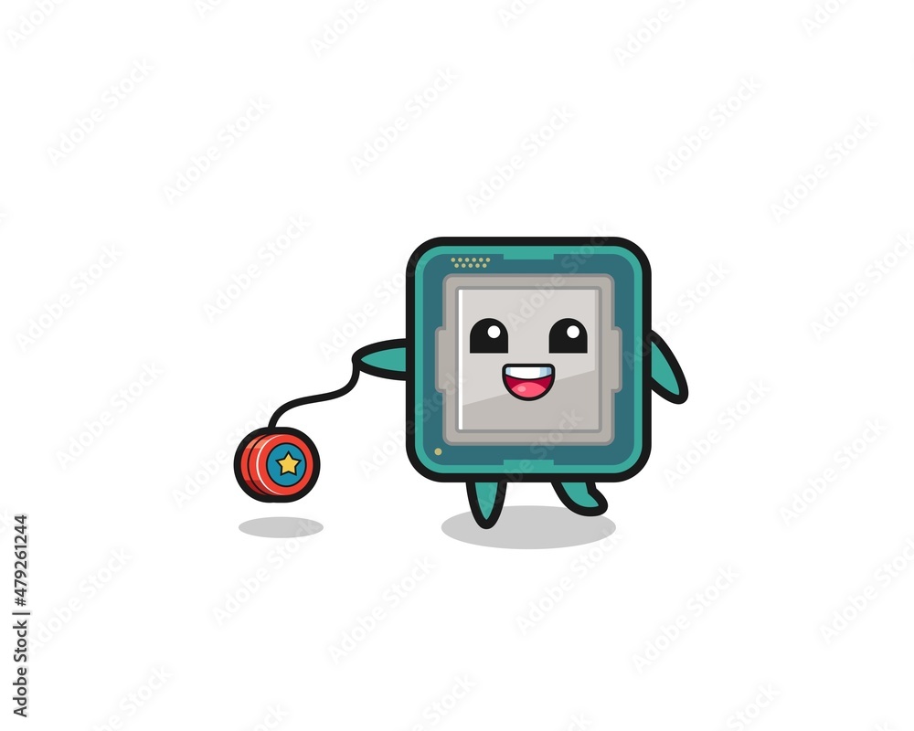 cartoon of cute processor playing a yoyo cartoon of cute processor playing a yoyo